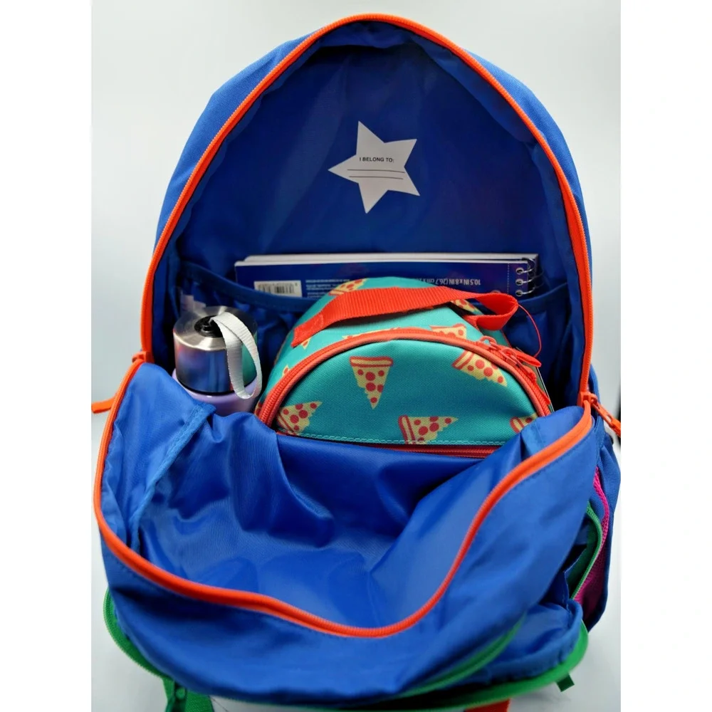 Cat &‎ Jack Blue Backpack + Pizza Lunchbox Back-to-School Supply Bundle